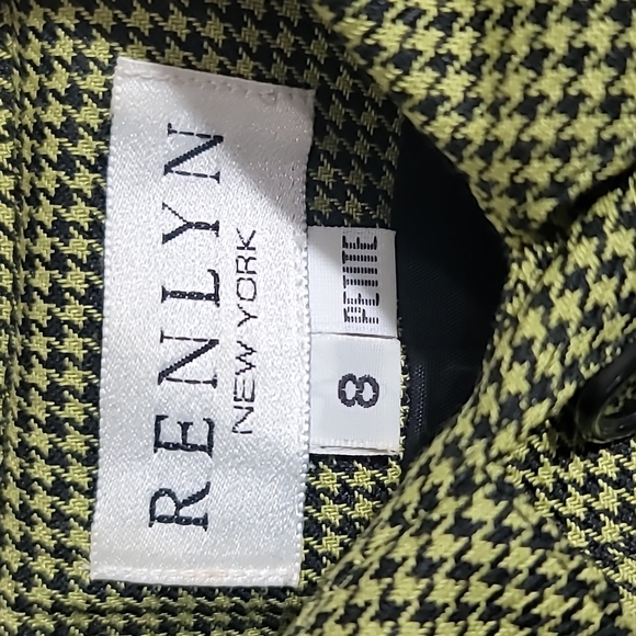 Renlyn New York Green&Black Checkered Short Long Sleeve Jacket Sz. 8 Petite - Picture 6 of 12